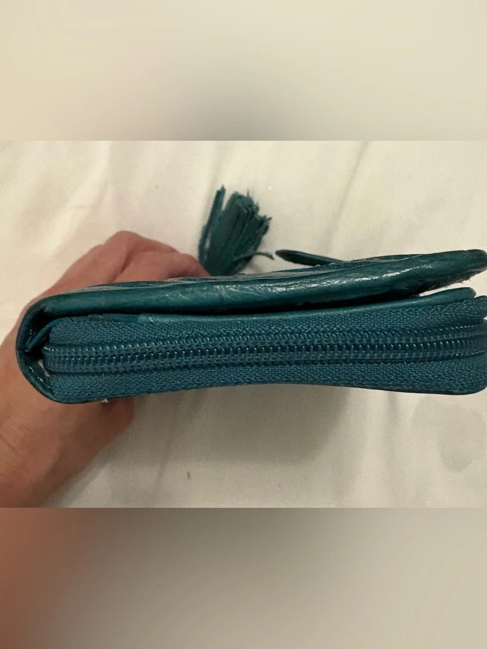 Fossil Teal Leather Clutch Wallet